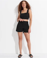 Lands' End Women's 5" Quick Dry Elastic Waist Board Shorts Swim Cover-up with Panty