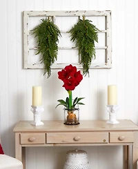 Nearly Natural 28" Fern Artificial Teardrop (Set of 2)