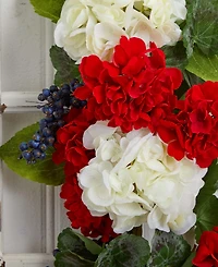 Nearly Natural 26" Geranium & Blue Berry Artificial Teardrop