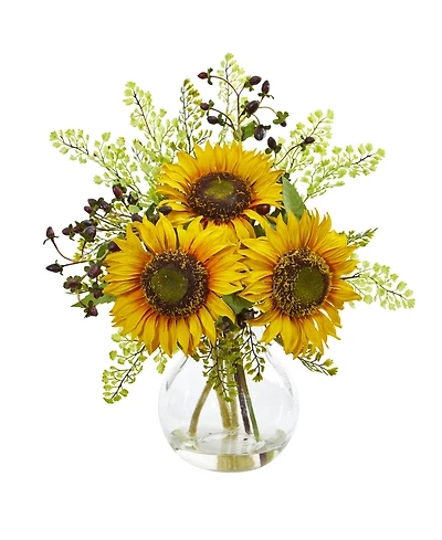 Nearly Natural Sunflower Artificial Arrangement in Vase