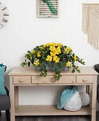 Nearly Natural Hibiscus Artificial Plant in Stone Planter