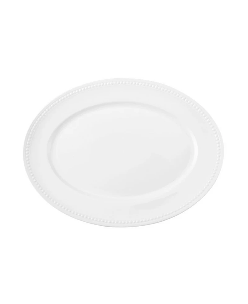 Fitz and Floyd Everyday Whiteware Beaded Bowl and Platter Serve Set