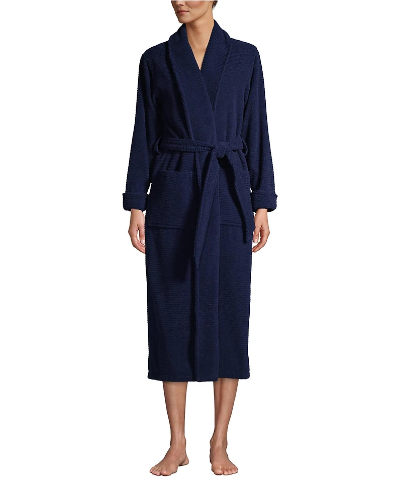 Lands' End Women's Petite Cotton Terry Long Spa Bath Robe
