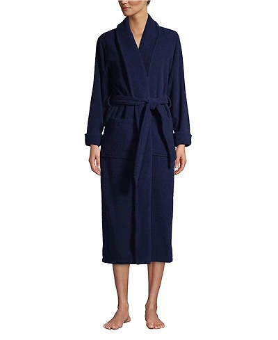 Lands' End Women's Petite Cotton Terry Long Spa Bath Robe