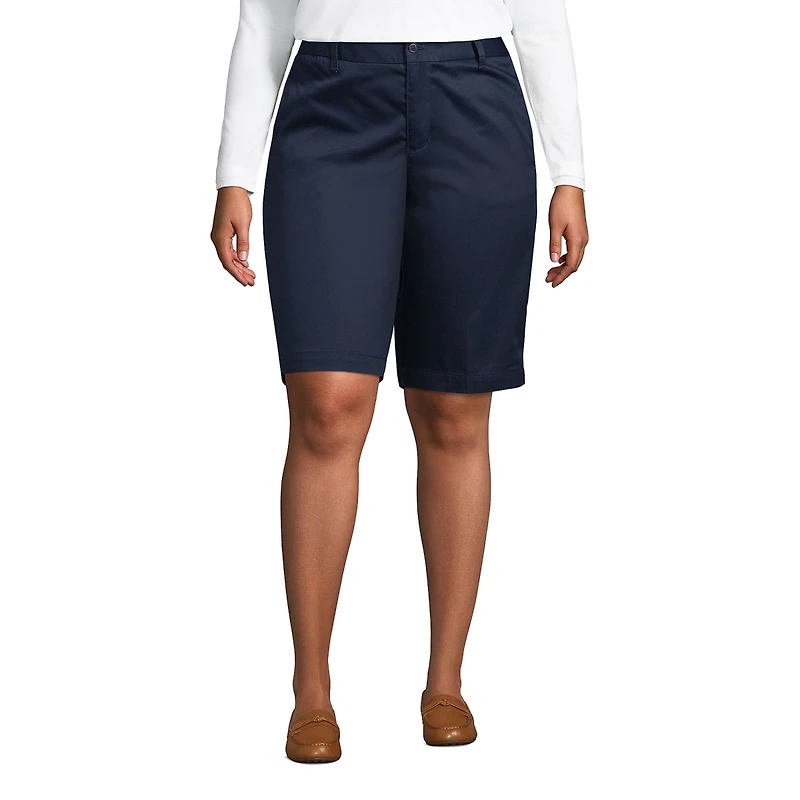 Lands' End Women's Plus Plain Front Blend Chino Shorts