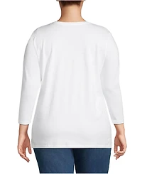 Lands' End Women's Plus 3/4 Sleeve Cotton Supima Crewneck Tunic