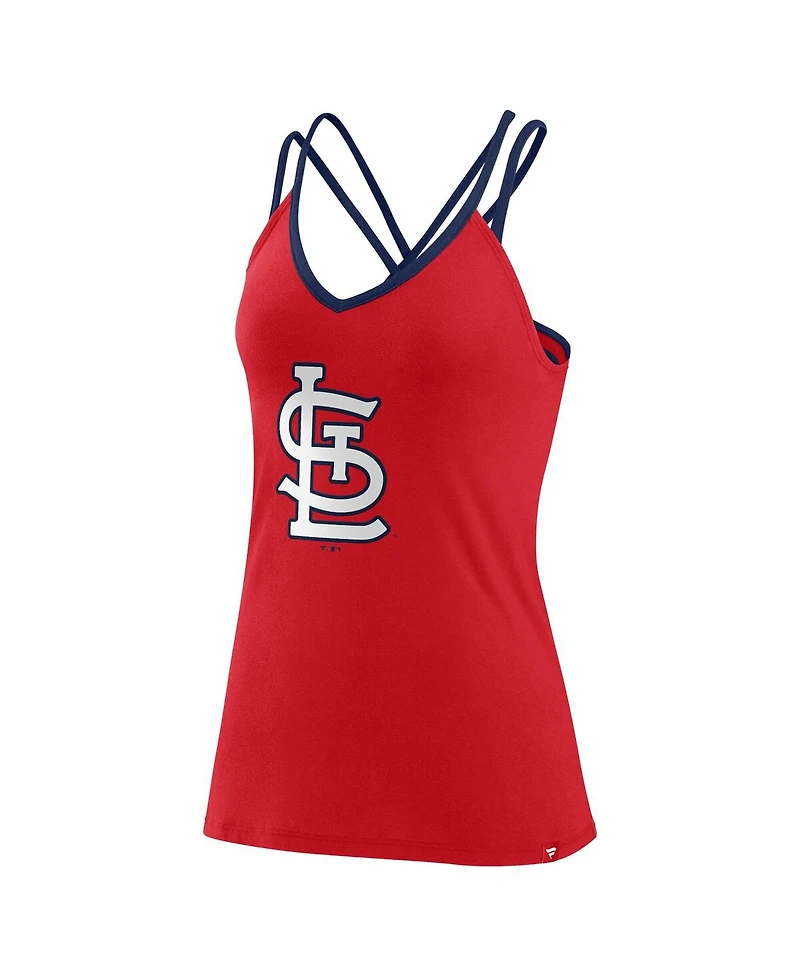 Women's Fanatics Red St. Louis Cardinals Barrel It Up Cross Back V-Neck Tank Top