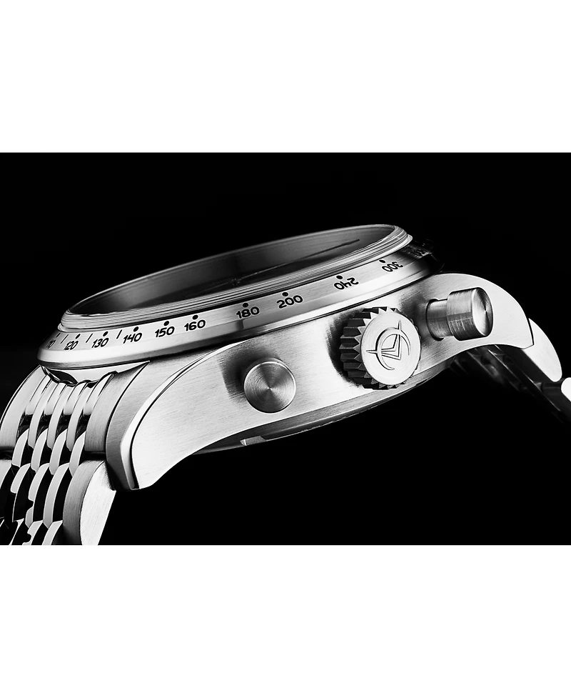 Alexander Megalos Men's Swiss Automatic Chronograph 43mm Silver Tone Stainless Steel Case Champagne Dial Sapphire Crystal 100M Water Resistant
