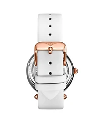 Stuhrling Women's Legacy White Leather , Two-Tone Rose-Gold Dial , 45mm Round Watch