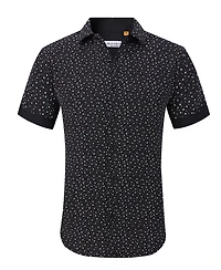 Suslo Couture Men's Slim-Fit Geo-Print Performance Shirt