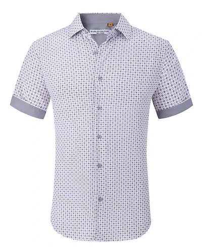 Suslo Couture Men's Slim-Fit Geo-Print Performance Shirt