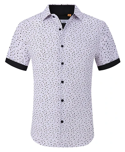 Suslo Couture Men's Slim-Fit Geo-Print Performance Shirt