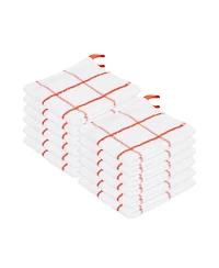 Sloppy Chef Premier Cotton Dishcloths (12 Pack), Striped Windowpane Pattern, 100% Cotton, 13x13 Absorbent Kitchen Cleaning Dish Towels