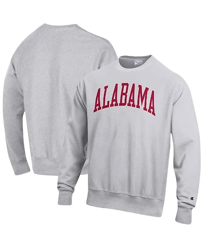 Men's Champion Heathered Gray Alabama Crimson Tide Arch Reverse Weave Pullover Sweatshirt