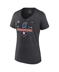 Women's Fanatics Heather Charcoal Houston Astros 2022 World Series Champions Locker Room Plus V-Neck T-shirt
