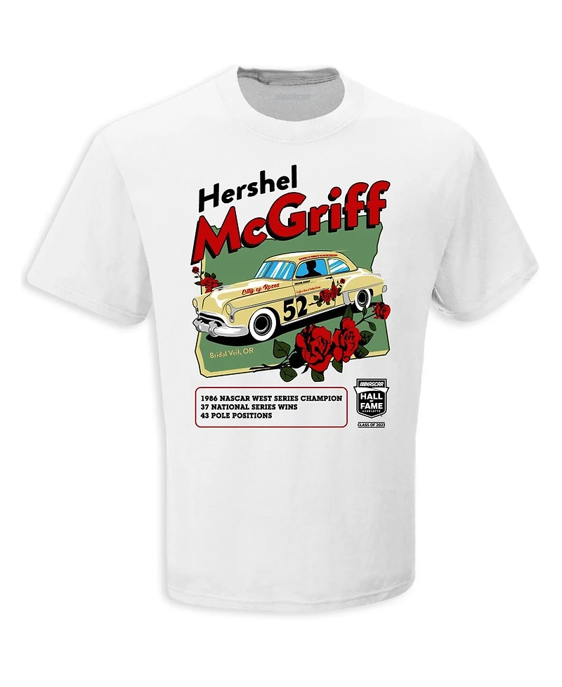 Men's Checkered Flag Sports White Hershel McGriff Nascar Hall of Fame Class of 2023 Inductee T-shirt