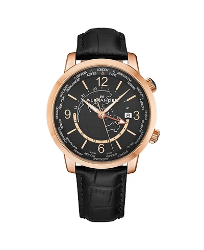 Alexander Men's Journeyman 2 Black Leather , Black Dial , 40mm Round Watch