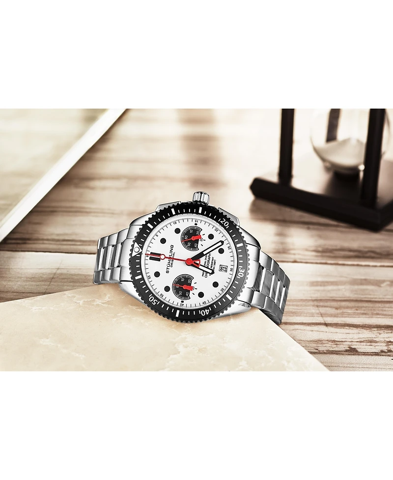 Stuhrling Men's Monaco Silver-tone Stainless Steel, Silver-Tone Dial, 47mm Round Watch
