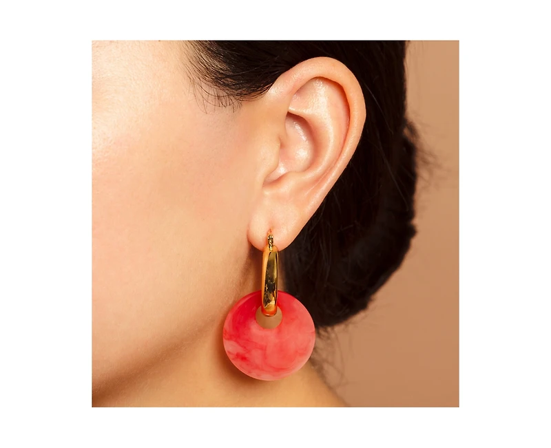 Women's Donut Charm Chunky Hoop Earrings