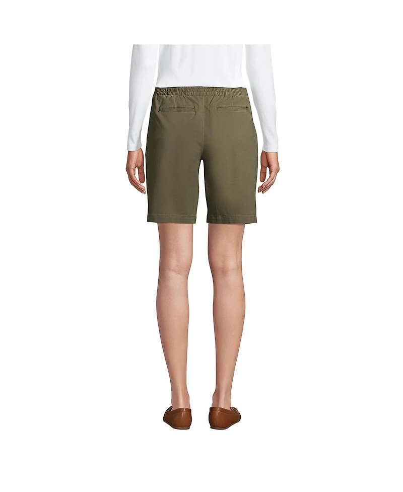 Lands' End Petite Mid Rise Elastic Waist Pull On 10" Knockabout Chino Bermuda Shorts