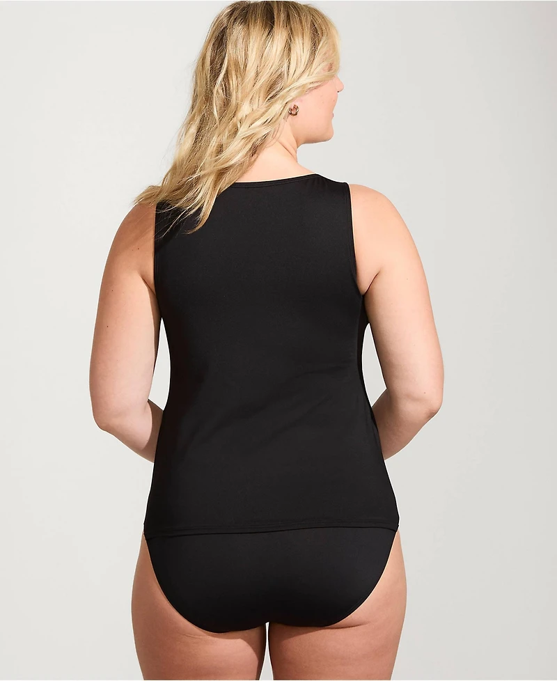 Lands' End Plus Long High Neck Upf 50 Modest Tankini Swimsuit Top