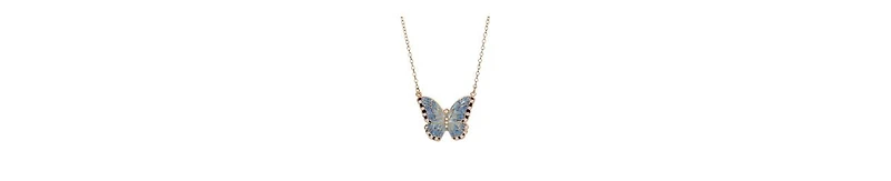 2028 Enamel Crystal Blue Butterfly Necklace