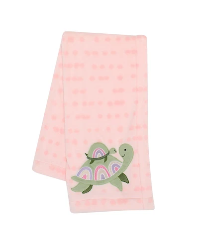 Lambs & Ivy Sea Dreams Cozy Pink Fleece Turtle Applique Baby Blanket