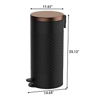 8 Gal./30 Liter Black Color Round Shape Step-on Trash Can with Diamond body design for Kitchen