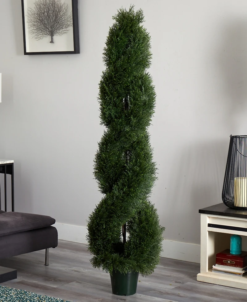 Nearly Natural Double Pond Cypress Spiral Indoor/Outdoor Topiary