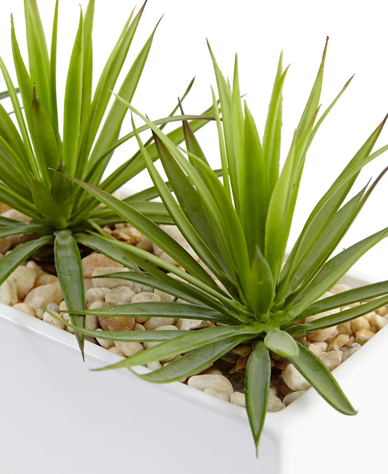 Nearly Natural Mini Agave Artificial Plants in Rectangular Ceramic Planter