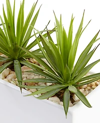 Nearly Natural Mini Agave Artificial Plants in Rectangular Ceramic Planter