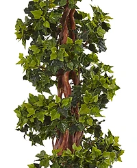 Nearly Natural 4' English Ivy Topiary Uv-Resistant Indoor/Outdoor Artificial Tree in White Oval Planter