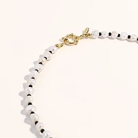 18K Gold Plated Freshwater Pearl with Black Japanese Beads - Victoria Necklace 17" For Women