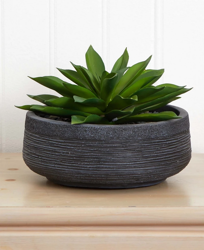 Nearly Natural Large Succulent Artificial Plant in Decorative Bowl