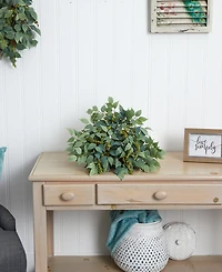 Nearly Natural 20in. Mixed Ficus and Fittonia Artificial Ledge Plant