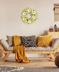 Mixed Daisy Artificial Wreath, 21"