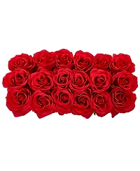 Nearly Natural Dozen Silk Roses Ceramic Rectangular Planter