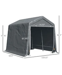 Outsunny 9' x 8' Garden Storage Tent Bike Shed w/ Metal Frame & Zipper Doors