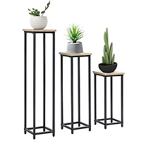 Outsunny Flower Sd Set, 3 Metal Plant Racks, Outdoor Decor