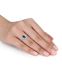 Black Diamond (1 ct. t.w.) & White (1/4 Marquise-Cut Halo Engagement Ring 14k Gold