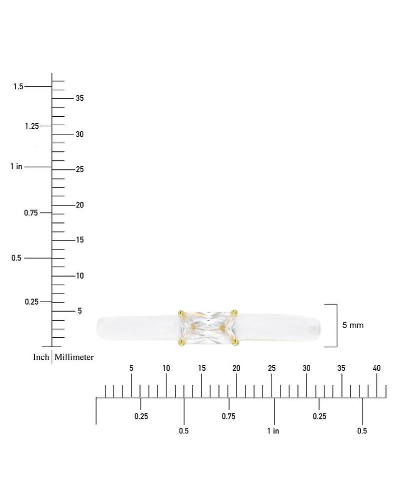 Cubic Zirconia & Enamel Stack Band 14k Gold-Plated Sterling Silver