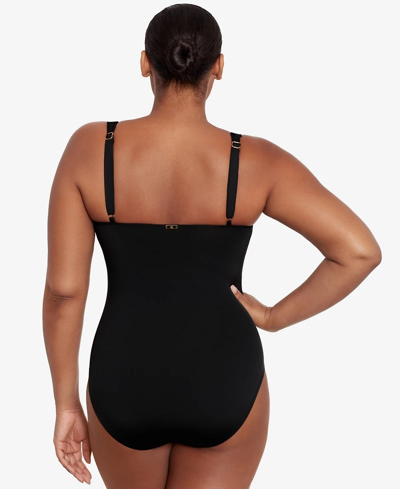 Lauren Ralph Front-Tie One-Piece Swimsuit