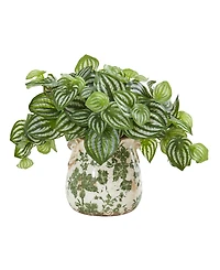 Nearly Natural Watermelon Peperomia Artificial Plant in Vase (Real Touch)