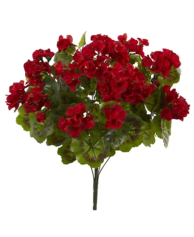Nearly Natural Geranium Artificial Bush, Uv Resistant, Set of 3