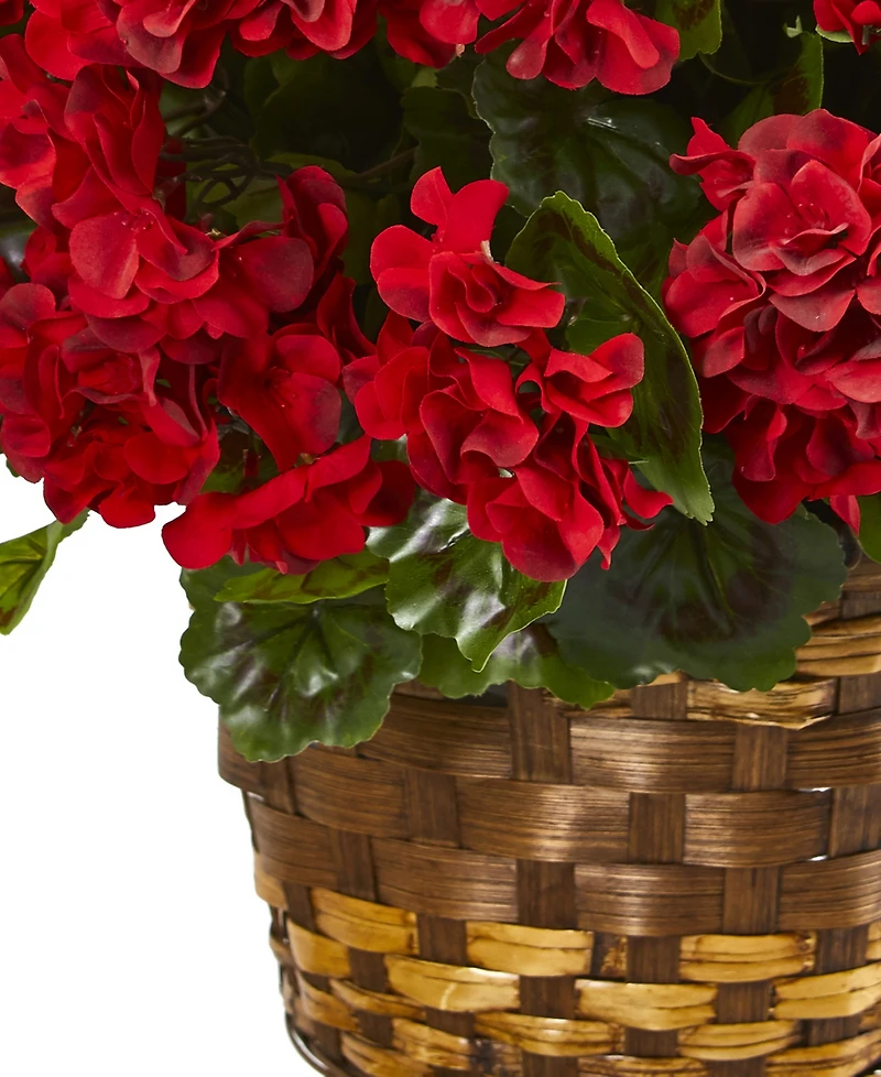 Nearly Natural 19" Geranium Hanging Basket Artificial Plant Uv Resistant