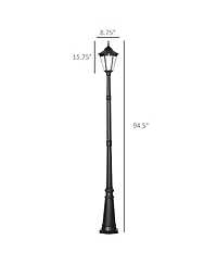 Outsunny 94.5" Solar Lamp Post Light with Auto Sensor Control,