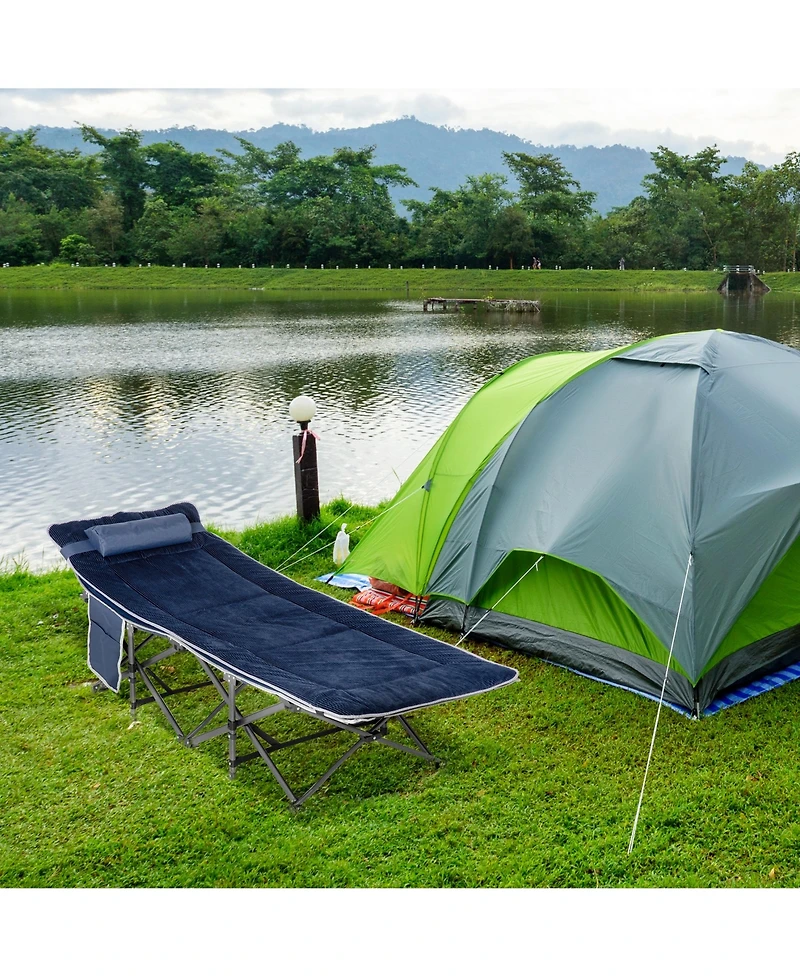 Outsunny 2 Person Camping Cot for Adults w/ Bag, Hunting Fishing Trip Bed,