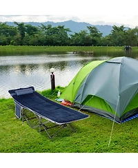 Outsunny 2 Person Camping Cot for Adults w/ Bag, Hunting Fishing Trip Bed,