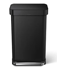 simplehuman 45 Liter Rectangular Liner Rim Steel Kitchen Trash Can with Liner Pocket