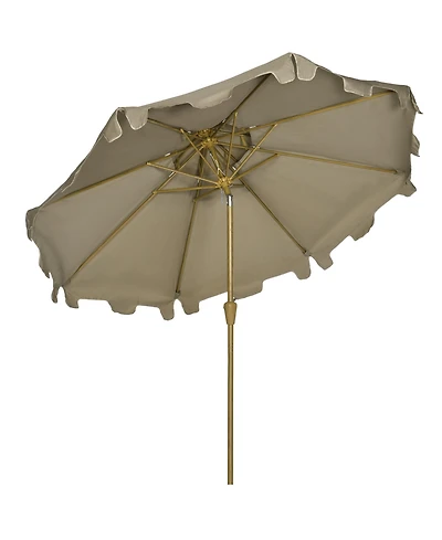 Outsunny 9' Patio Umbrella with Push Button Tilt and Crank, Double Top Ruffled Outdoor Market Table Umbrella with 8 Ribs, for Garden, Deck, Pool, Brow